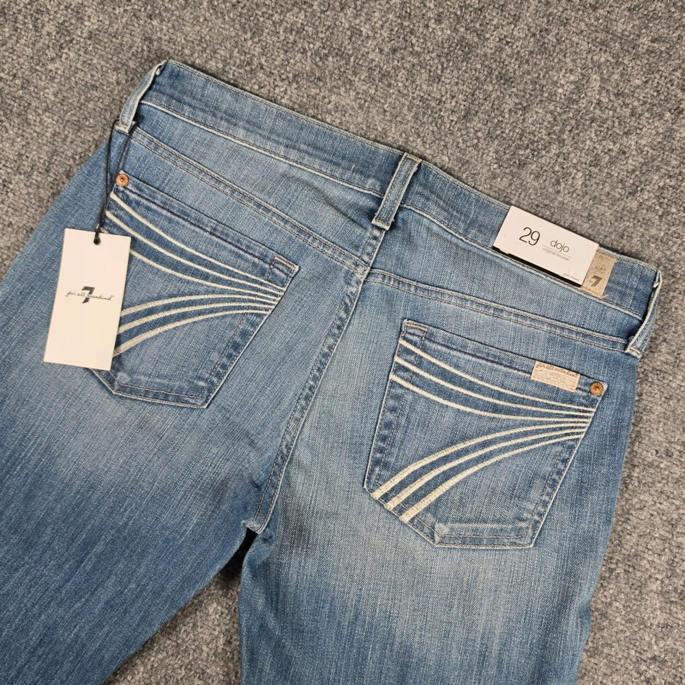 7‎ For All Mankind Dojo Jeans Womens 29 Blue Original Trouser Short Inseam NWT